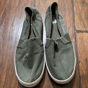 Keds olive green slip ons